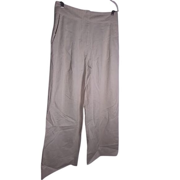 MNG Mango Linen Blend Wide Leg Pants Women’s Size 6 Beige - Picture 1 of 3